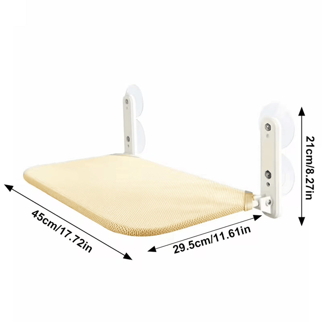 Dimension diagram of the window perch: 45 cm wide, 29.5 cm deep and 21 cm tall at the brackets